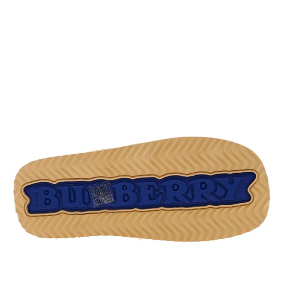 Burberry Knight Men Slab Slides Beige Leather Size 10 New